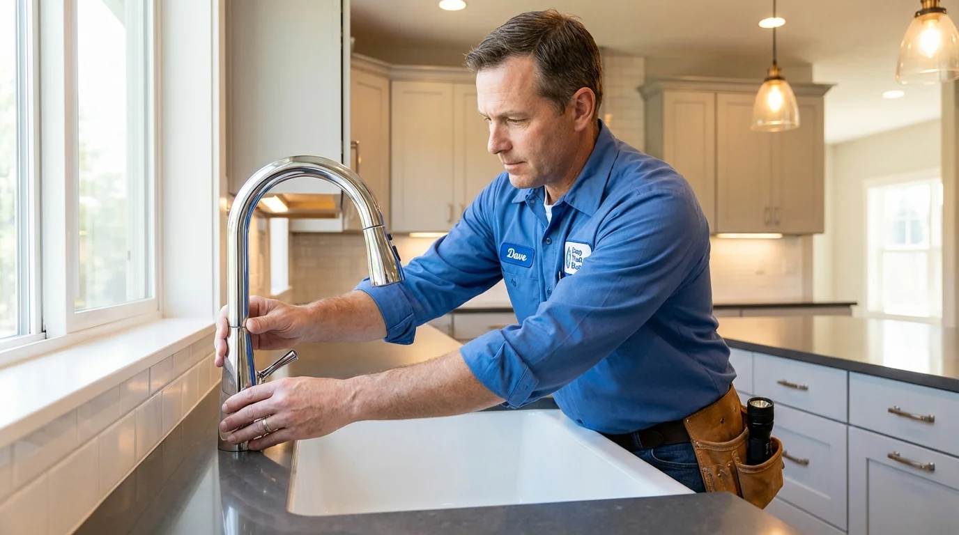 Kitchen faucet installation by Johns Plumbing LLC in Delafield