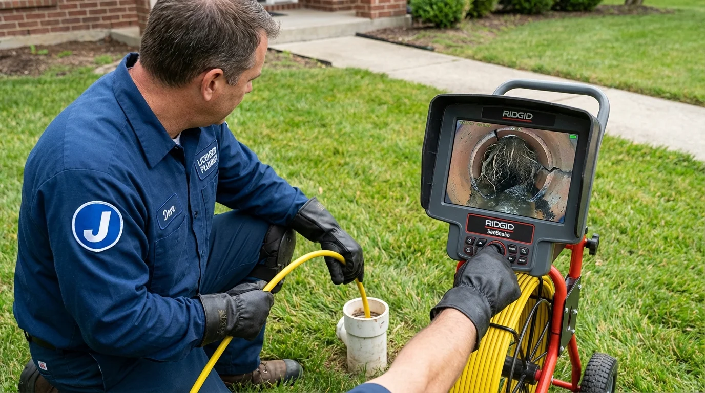 Sewer camera inspection being performed by Johns Plumbing LLC in Delafield